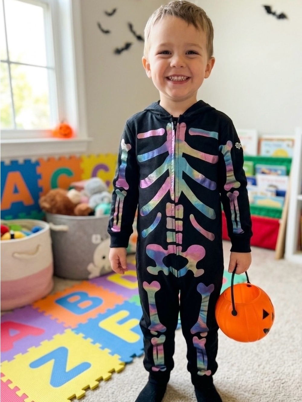 Tipsy Elves Toddler Iridescent Skeleton Jumpsuit 3T